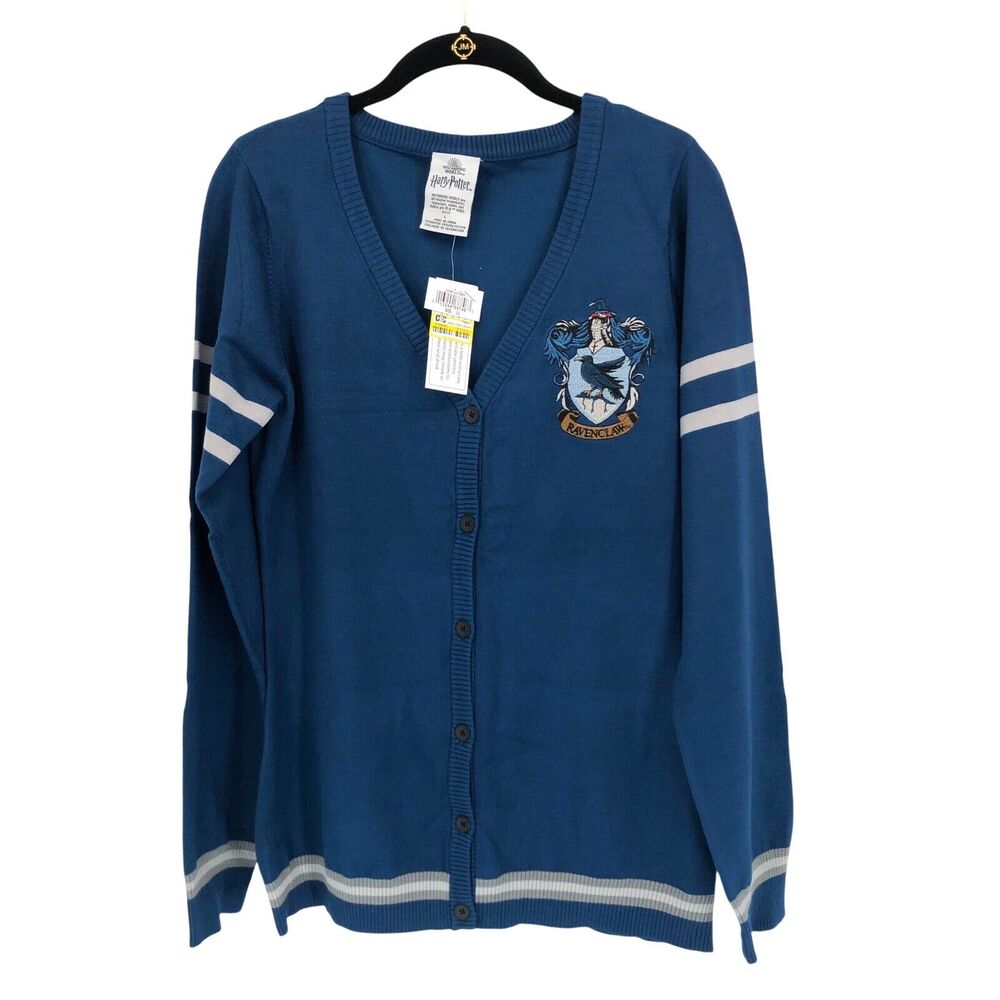 NEW Harry Potter Ravenclaw Sweater Cardigan Juniors L Embroidered School Girl - Picture 4 of 8